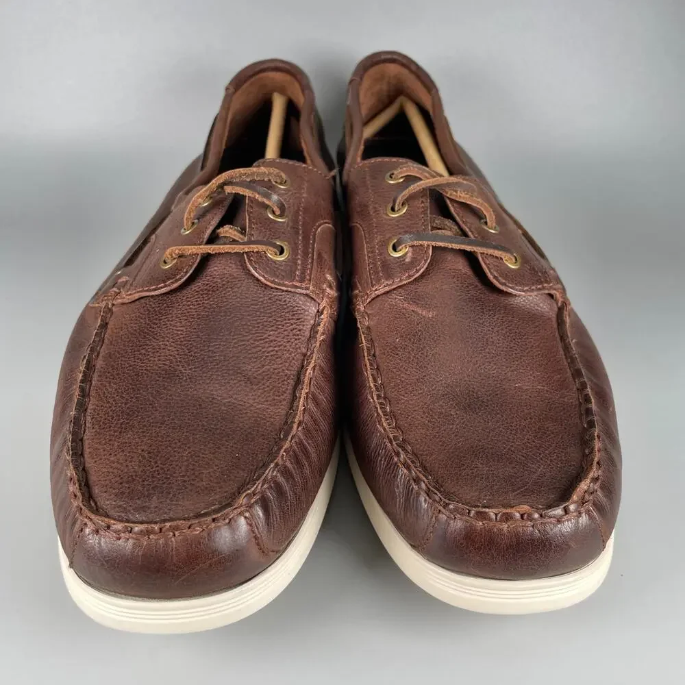 Cole Haan C28865 Men's Size 13 M Brown Leather Two Eye Lace Up Boat Shoes Casual
